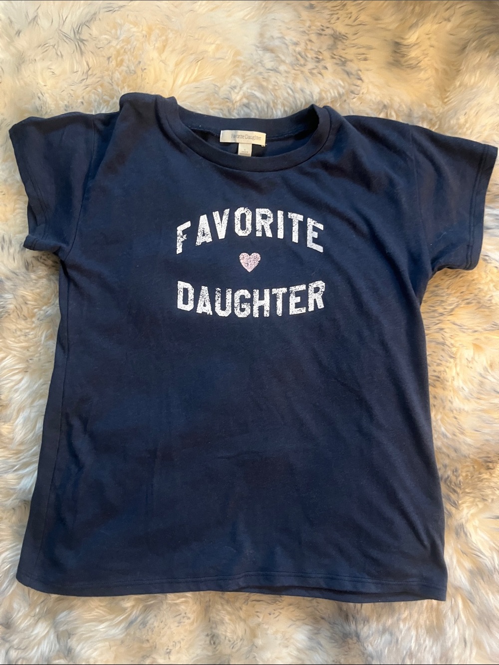 Favorite Daughter Navy Short Sleeve Tee with White Print RUNS SMALL !!
